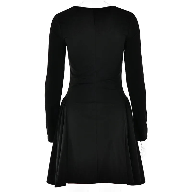 Sassy Square Collar Pleated Dress