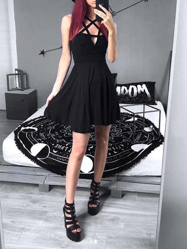 Sexy Star Neck-line Skater Mini Dress