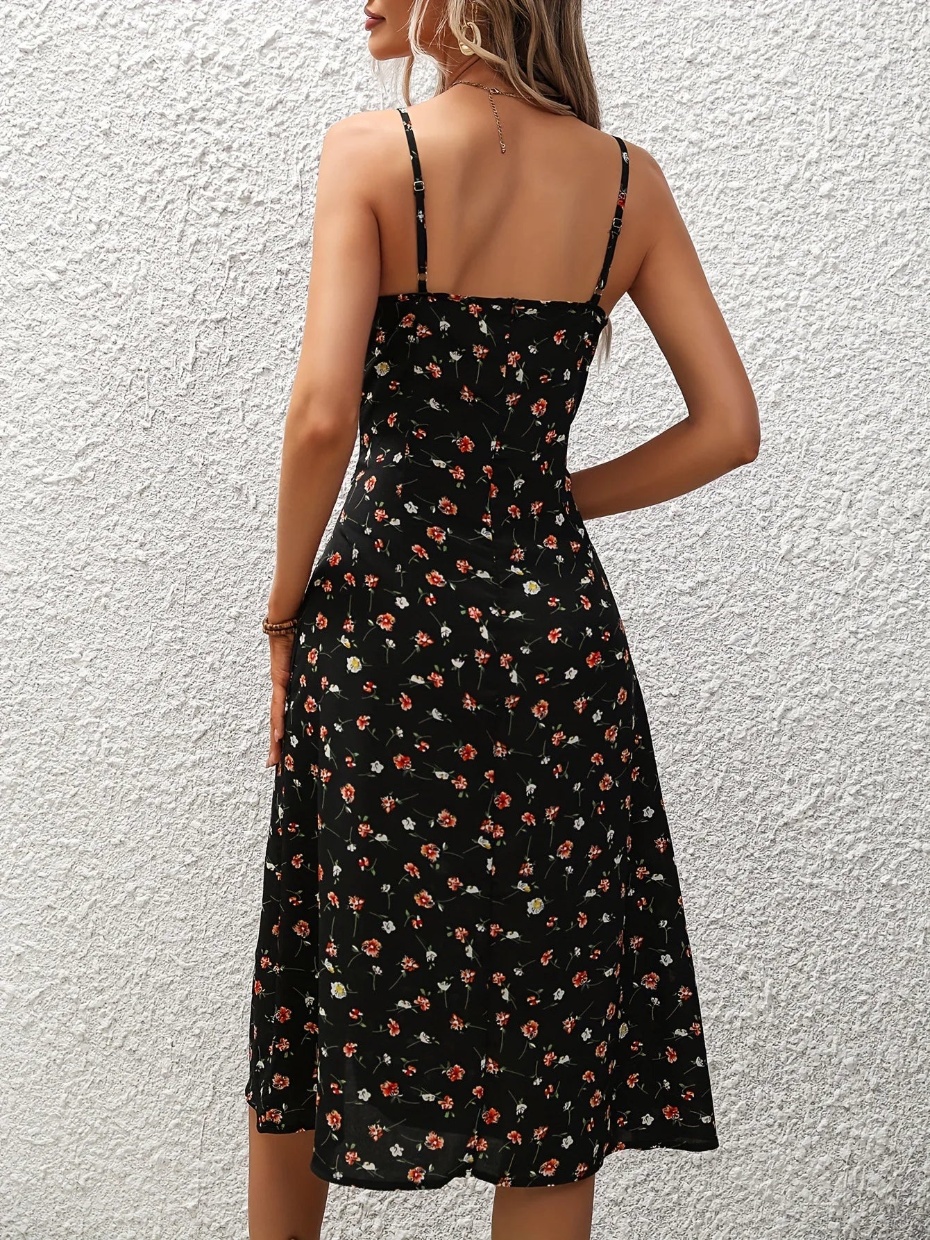 Casual Polka Dot Print Cami Midi Dress