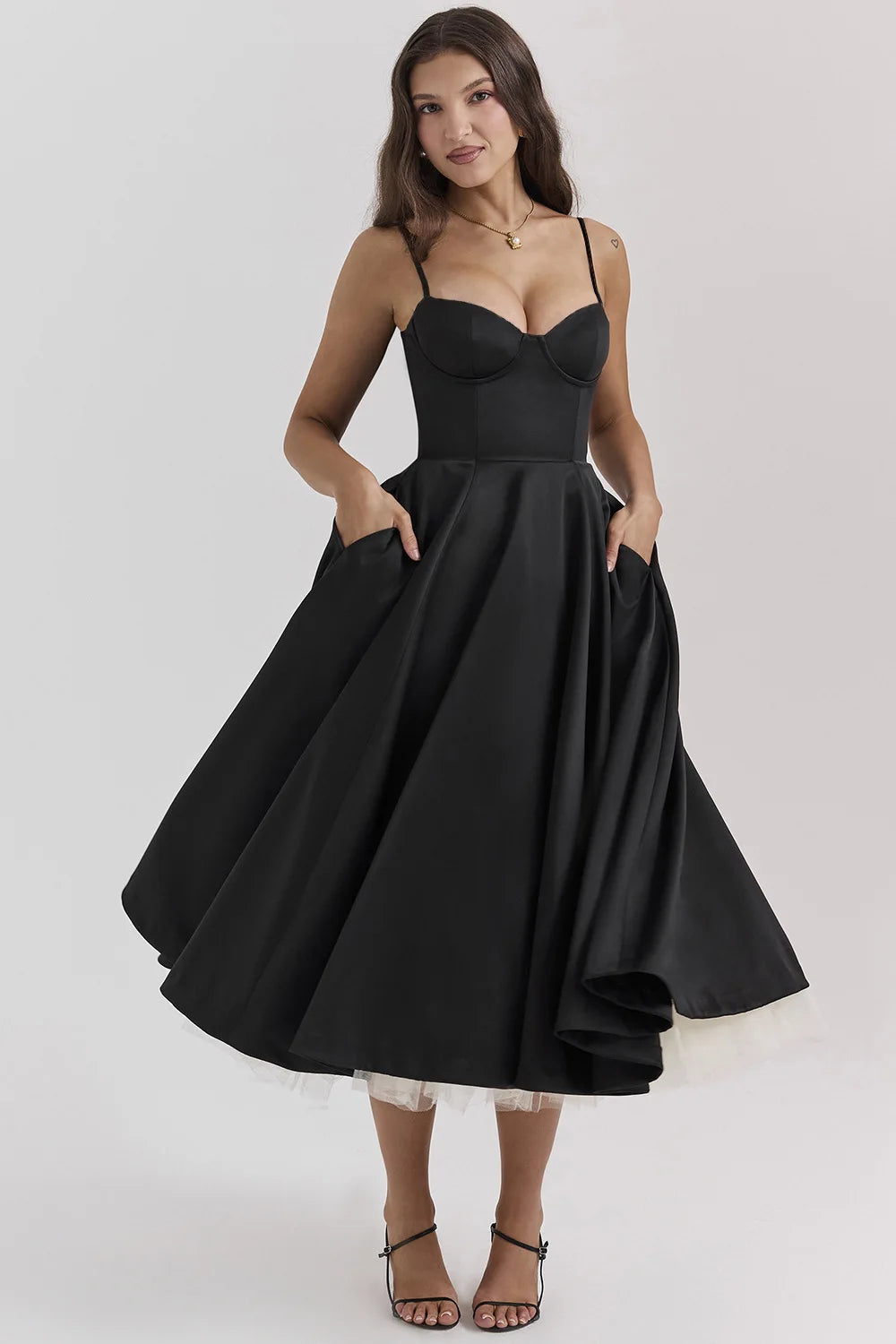 Elegant O-Neck Cami Maxi Dress