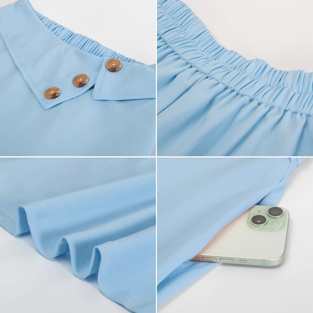 Vintage Button High Waist Swing Skirt