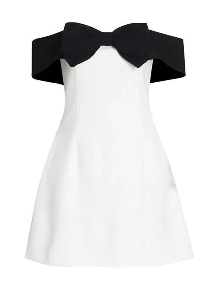 Bow Tie Splice Mini Dress