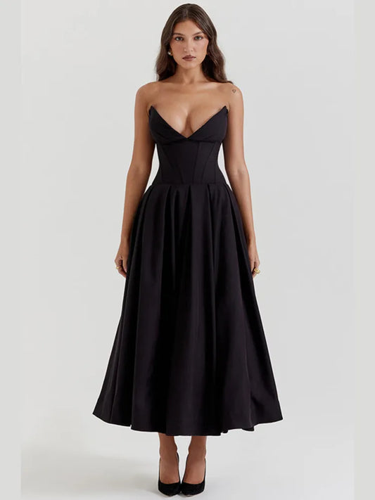 Elegant Strapless Maxi  Party Gown