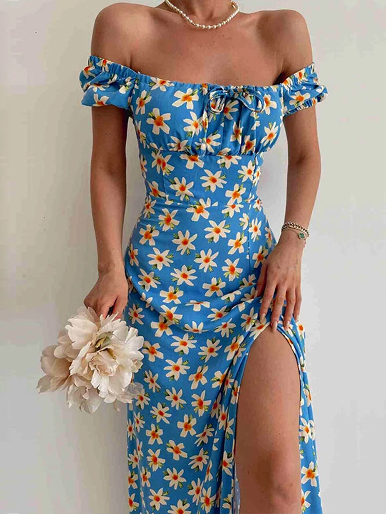 Printed Long Off Shoulder  Sundress