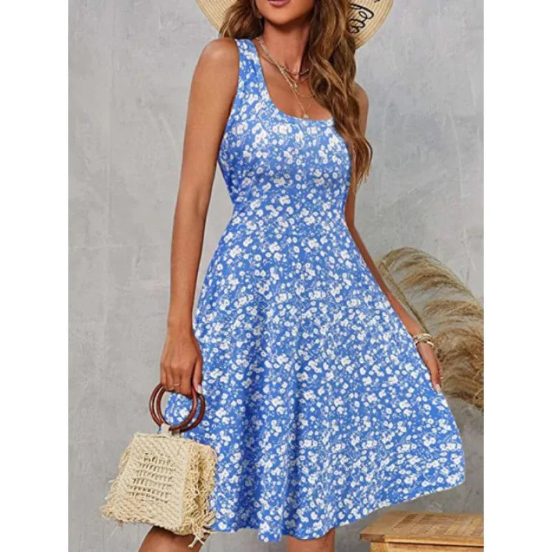 Casual Print Midi Sun Dress